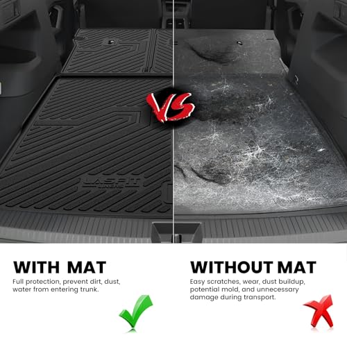 Image of LASFIT Cargo Mat Liner & Seatback Mat for Volkswagen Tiguan 2025 2026 SUV, Custom Fit All-Weather Premium TPE Backrest & Trunk Mats Liners for SUV VW Tiguan Accessorie, Easy to Clean, Black