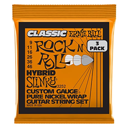 Image of Ernie Ball Hybrid Slinky Classic Pure Nickel Electric Guitar Strings 3-pack, 9-46 Gauge (P03252)