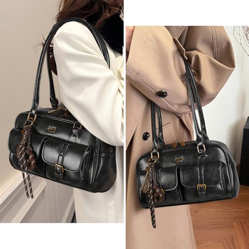 Shoulder Bag Purses for Women Y2k Shoulder Handbags Multiple Pockets Retro Trendy Designer Underarm Purse - Image 3