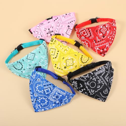 6 Stück Halstuch Hund Klein, Bandana Kopftücher Verstellbare Hund Halstuch Hundehalsband für Katzen Welpen Kleine Hunde Hundehalstüch Katzen