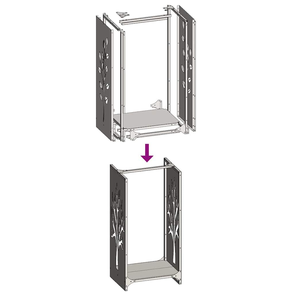 Brennholzregal aus Edelstahl 40x30x80 cm für Kamin und Ofen, robustes Holzregal mit großem Fassungsvermögen für Wohnzimmer, Terrasse, Garten und Innenbereich