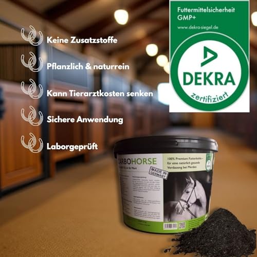 CarboVerte Futterkohle für Pferde 3,5 kg – gegen Kotwasser & Verdauungsprobleme – natürliche Entgiftung, glänzendes Fell & mehr Vitalität – 100% pflanzlich, staubarm
