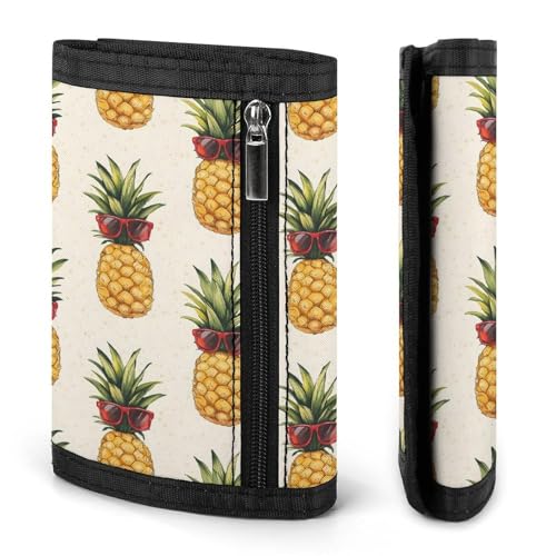 Red Glasses Pineapple A Print Wallet for Men, 8 Credit Card Holder Slim Minimalist Front Pocket Small Mens Bifold Wallets2