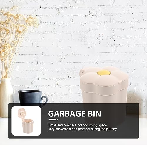 Image of Cabilock Mini Desktop Trash can with Lid Flower Shaped Flip-on Waste Bin Small Garbage can for Office Bedroom Table Organization