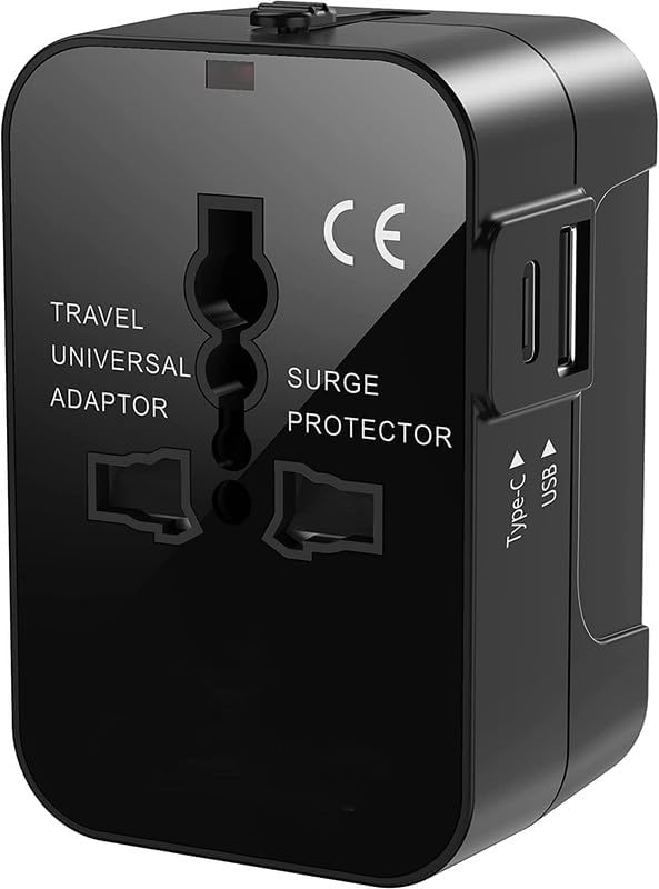 HashWOW Universal Travel Adapter with USB-C and USB-A, 224+ Countries | Surge Protection, Safety Shutters, 100-240V Compatible, Compact Design, 6 Plug Types-picture-22