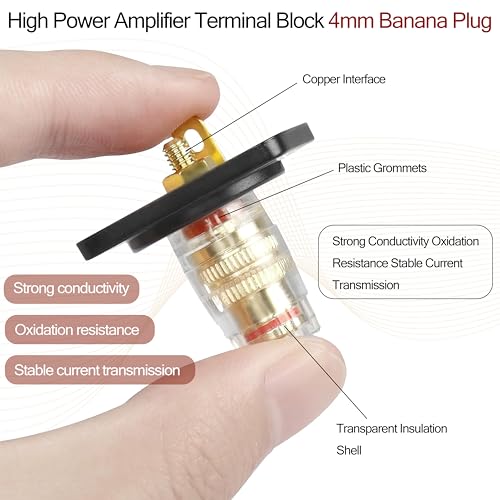 Terminal banana D-Type 4mm para altavoz, negro y rojo miniatura 3