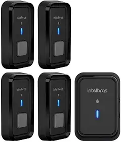 Campainha sem Fio Com Bateria Sem Fio Cib 101 Preta Alcance ate 100Mts 4 Externas Intelbras Preto