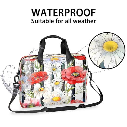 Laptop Bag Daisy Poppy Flower Stripes Laptop Case miniatura 3