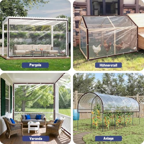 Bâche en vinyle PVC imperméable avec œillets transparente pour extérieur