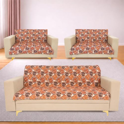 Image of Homerz Premium Printed Quilted Velvet Sofa Slip Cover Protector, Sofa Mat, Exact Size, Antislip Cover (Bloomora, 7 (3+2+2) Seater, Full)