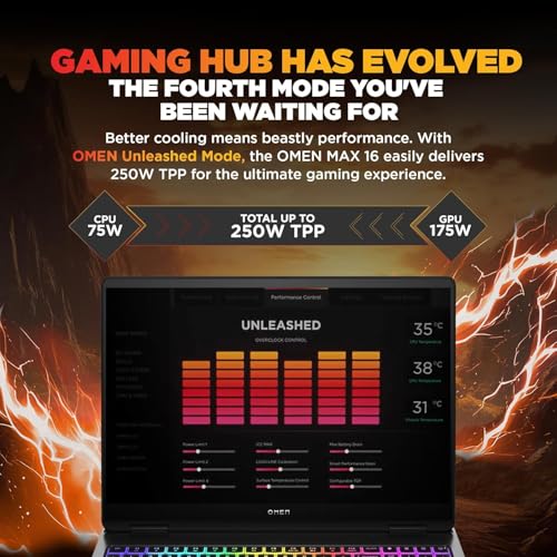 Image of HP Omen 16 Max, Intel Ultra 9 275HX, 12GB NVIDIA RTX 5070 Ti (32GB DDR5,1TB SSD) 240 Hz, 3ms, IPS, WQXGA, 16'' /40.6Cm, Win11, M365* Office24, Black, 2.75Kg, ah0190TX, RGB Backlit, AI Gaming Laptop