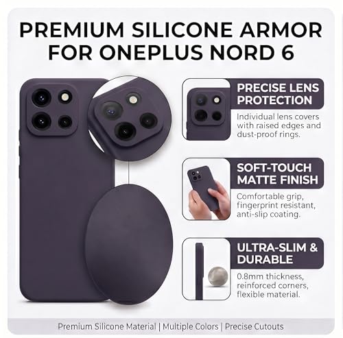 Image of FIRST MART Matte Silicone Back Cover for OnePlus Nord 6 - Purple