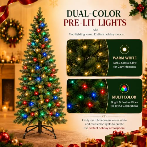 GarveeLife Hinged Artificial Prelit Christmas Tree 7.5ft, Dual-Color Lights - Image 4