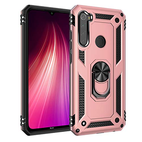 BestST Funda para Samsung Galaxy A21 +HD Protectores de Pantalla,con Anillo Soporte,Rugged TPU y PC Cubierta de Doble Capa Hybrid Carcasa y 360 °Rotación Kickstand 2 en 1 Case.RoseOro