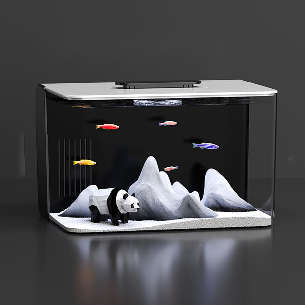 Kit De Acuario Acrílico Completamente Cerrado, Acuarios De Escritorio De Plexiglás, Tanque De Pescado Transparente HD con Luz, Todo En Un Tanque De Pescado Betta,with Decor