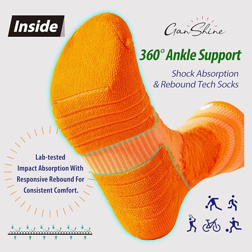 Pro Compression Calf-Length Sports Socks 5-Pack for Men & Women - Anti-Slip Cushioned Athletic Socks with Moisture Control, 360° Ankle Lock & Shock Absorption for Basketball, Running, Hiking4