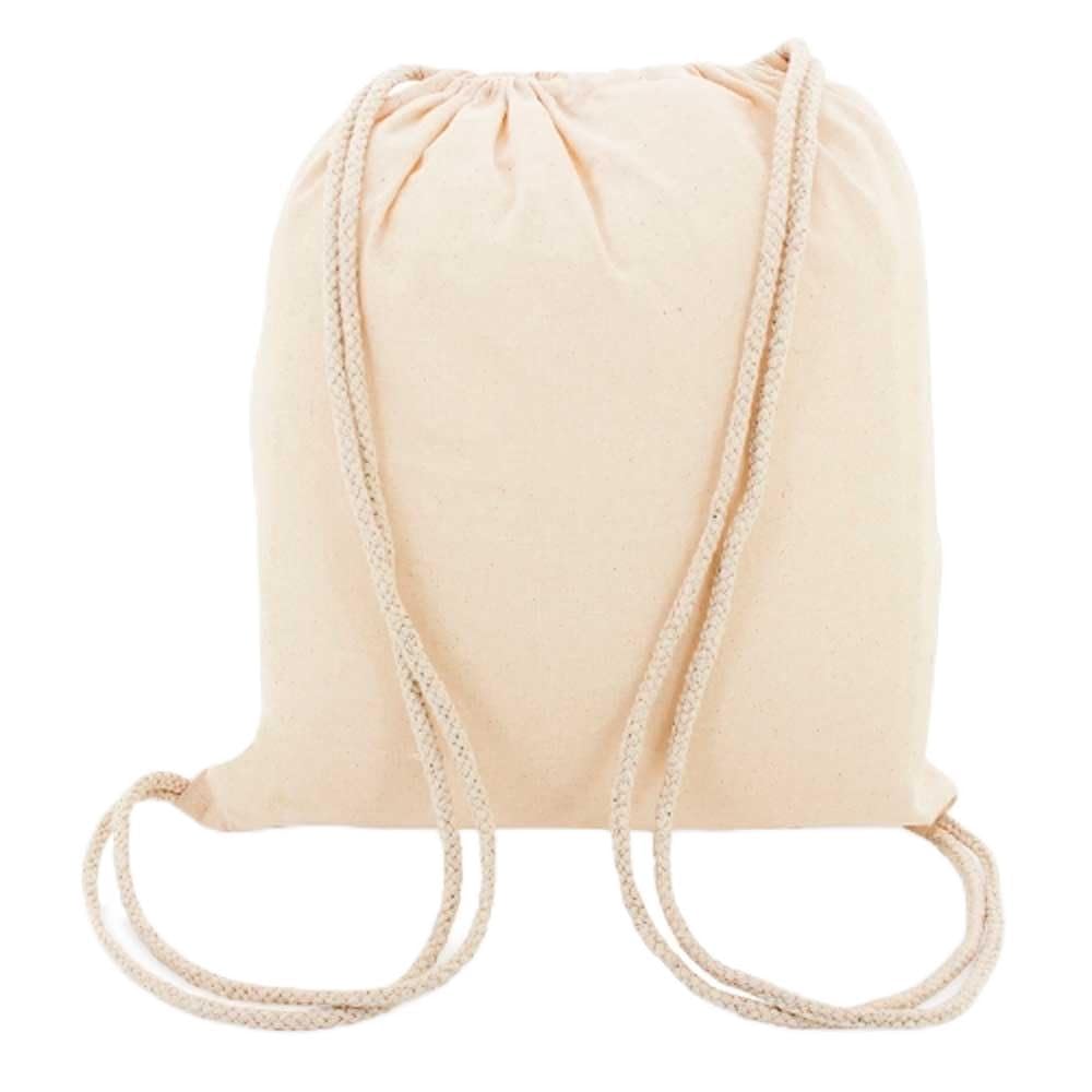 Bolsa Mochila de Algodón Natural con Cordones, 135gr/m2. Medidas: 36x40 cm. Para usar en la compra, viaje, gimnasio, ocio, Escuela, Deportes, Shopping backpack, Pintar, Ecológica. (25)
