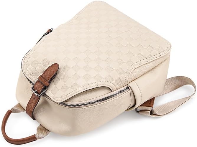 Small Backpack Purse for Women Cute PU Leather Backpack Plaid Backpack for Women Travel & Work Black