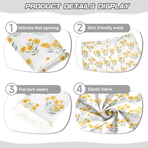 Girls' Athletic Leggings Ankle Length Yoga Dance Pants Kids Teen 4T Yellow Flowers3