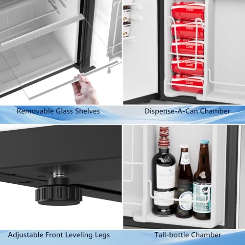 Image of COWSAR 3.2 Cu.Ft Dorm Fridge with Freezer, Single Reversible Door Compact Refrigerator, Adjustable Thermostat, 2 Removable Shelves, Commercial Drink Fridge for Bedroom, Office, Kitchen, Dorm, Silver