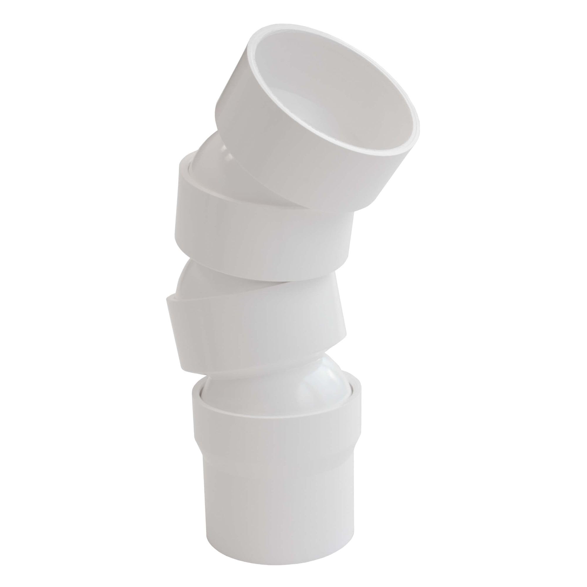 INEFA 3X Flexible downpipe Bend, 45-67 Degrees 50mm White PVC