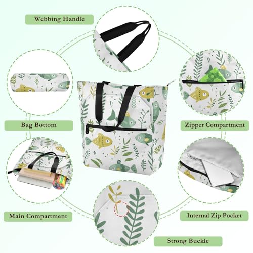 Bolsa de mano infantil y de adulto verde pez, ideal para llevar tu comida a la escuela o trabajo 5