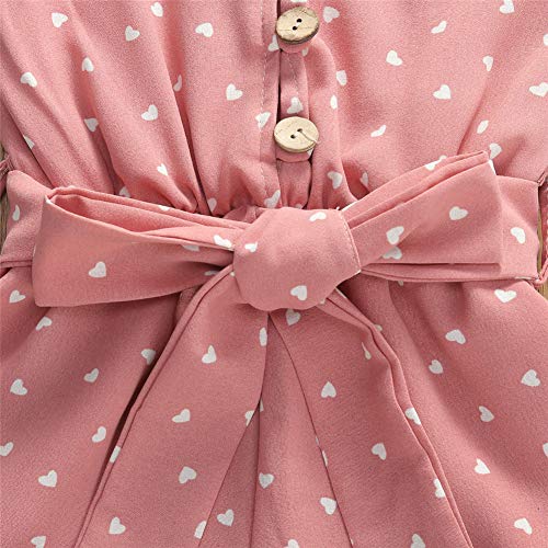 Rtnnsbbfcm Toddler Baby Girl Valentine\'s Day Romper Bodysuit Heart Print Sleeveless Strap Ruffle Jumpsuit Outfit (A Pink, 4-5T) - Thumbnail 2