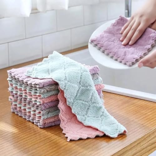 Image of AIDEA Microfiber Cleaning Cloth - 12PK, Super Absorbent Coral Fleece Cleaning Cloths, No Odor Reusable Dish Cloth, All Purpose Premium Microfiber Cleaning Cloths, Washable Fast Drying 6.3 inch x10.4 inch