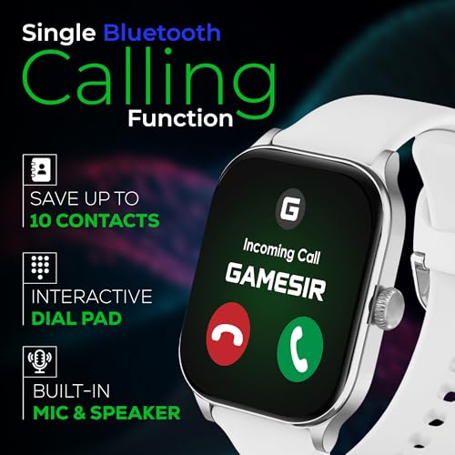 Image of GameSir H9 Smartwatch - Big Display | Bluetooth Calling | Heart Rate & SpO2 Monitor | 100+ Sports Modes | Long Battery | IP68 Waterproof | TFT Display | Design for Men & Women (White)