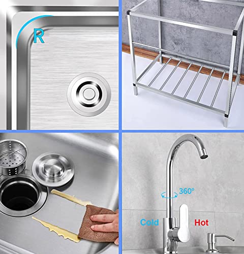 Évier commercial avec robinet et grille pour optimiser l'espace buanderie