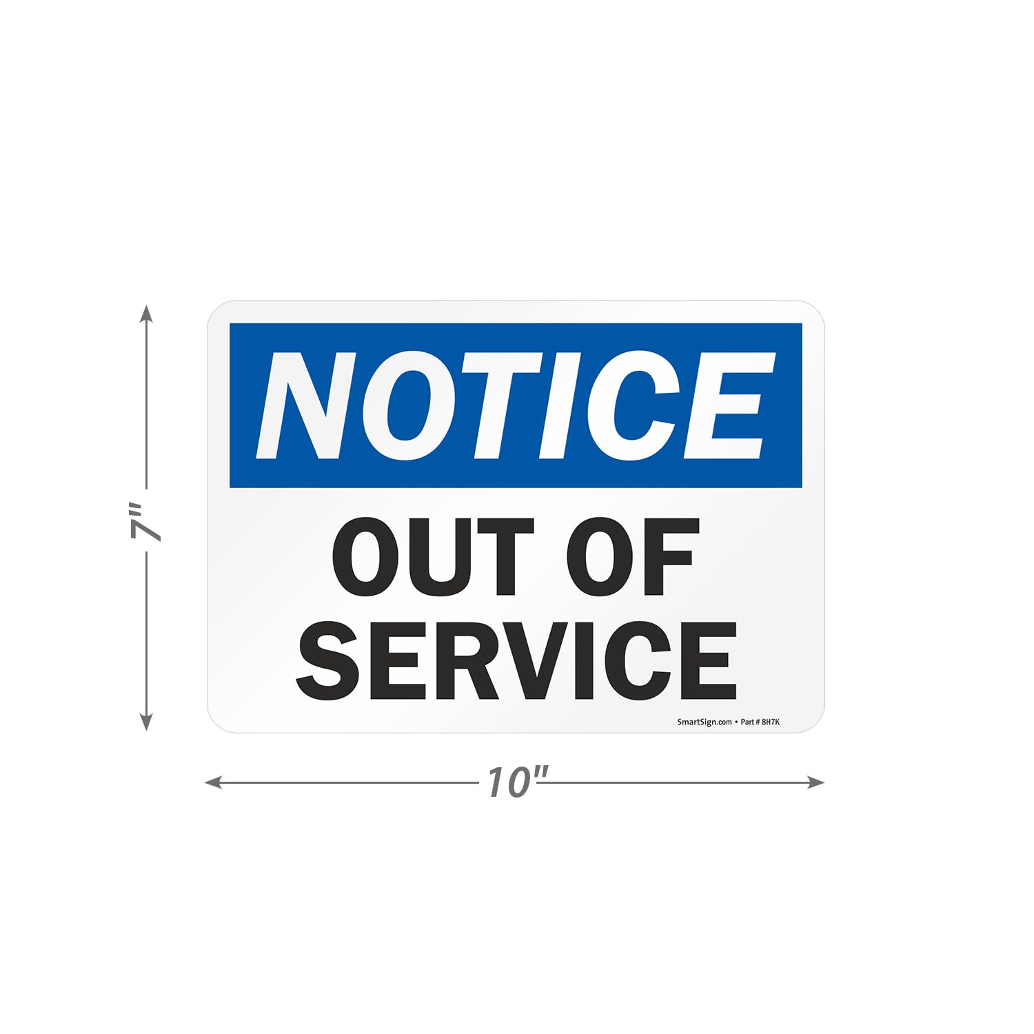 SmartSign - U9-2382-MG_7x10 "Notice - Out Of Service" Sign | 7" x 10" Magnetic Black/Blue on White — Amazon image 2