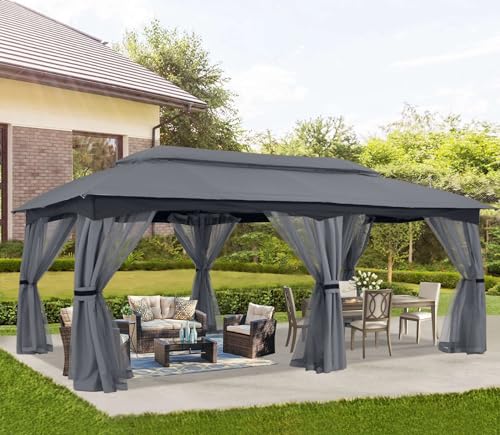 ABCCANOPY 10x20 Outdoor Gazebo - Patio Gazebo with Mosquito Netting, Outdoor Canopies for Shade and Rain for Lawn, Garden, Backyard & Deck (Dark Gray) - Image 2