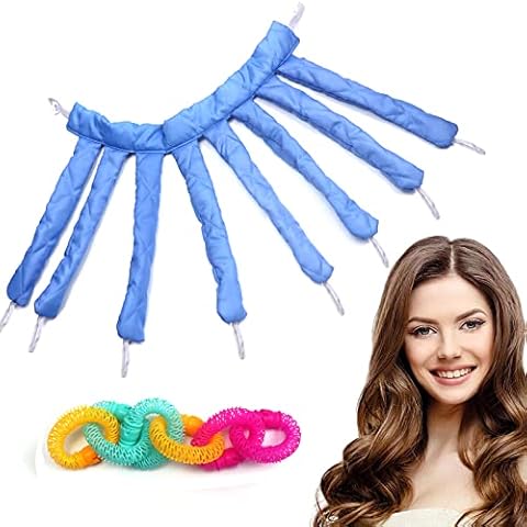 Octopus Heatless Hair Curlers, Octopus Design No Heat Curling Rod Headband, Soft No Heat Hair Curlers for Overnight DIY Hair Styling Tools Natural curls do not damage hair (Blue) Cover