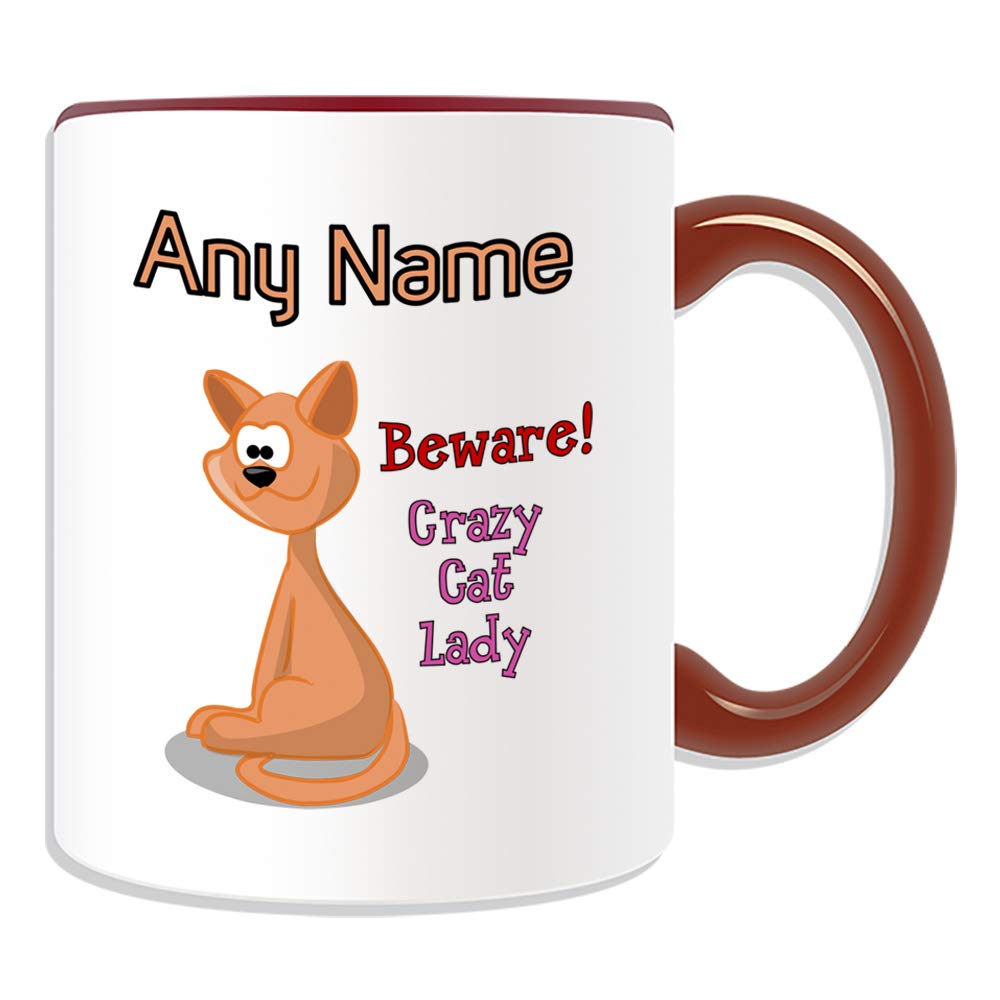 Tazza Da Latte 17 Oz Con Stampa 'Beware Crazy Cat Lady' - Ceramica