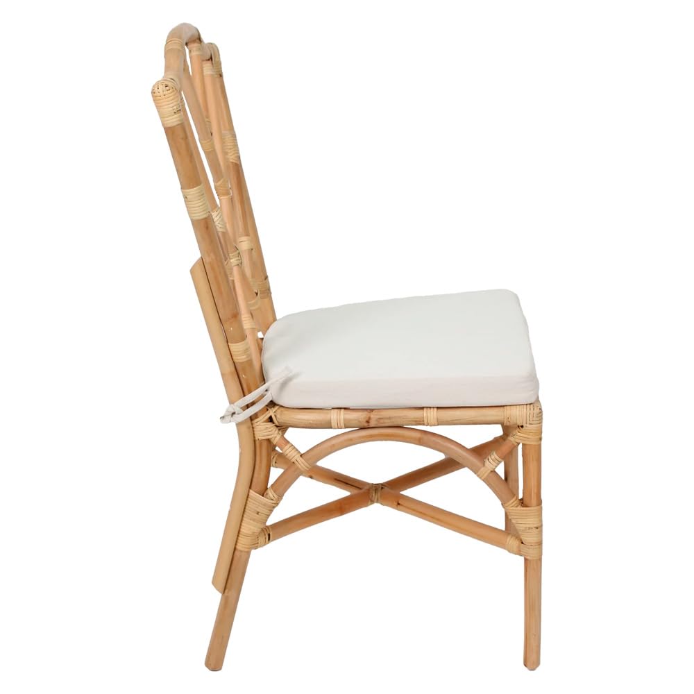 EME Silla Chippendale Fabricada artesanalmente en Ratán Natural. Estructura apilable. Cojín Incluido. Sillas 100% Artesanal. Ideal para Hostelería y Hogar