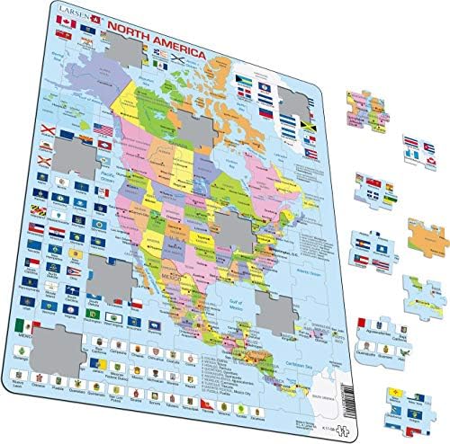 Larsen K17 North America Political map, English Edition, 70 Piece Boxless Tray & Frame Jigsaw Puzzle