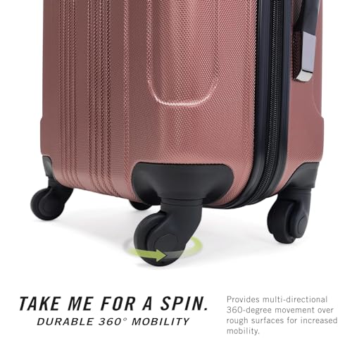 Image of Kenneth Cole REACTION Out of Bounds Lightweight Hardshell 4-Wheel Spinner Luggage, Rose Gold, 24-Inch Checked