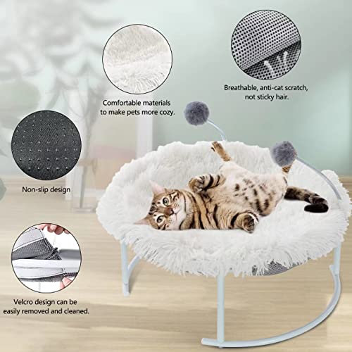 Kenyone Cat Bed Pet Hammock Bed With A Plush Mat, Free-Standing Floor Hammock Elevated Cat Sleeping Bed, Detachable Breathable Easy Assembly Dog Bed Pet Hanging Bed Indoors Outdoors #TOP6