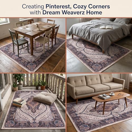 Image of Dream Weaverz Anti Slip Rectangular Carpet for Living Room & Hall | Silk | Flat Woven Soft Washable Floor Mat for Home, Bedroom Floor & Kitchen | Durable Anti Skid Rug for Daily Use (4 X 6) feet