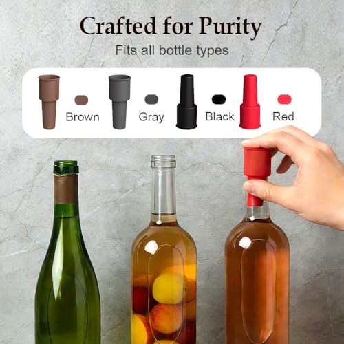 Image of Silicone Wine Stopper for Wine Bottles, 2025 New Wine Stoppers for Wine Bottles, Seal Bottle Cover for Beer Champagne, Glass Bottle Sealer Covers Wine Stoppers for Home Use (4, No Handle)