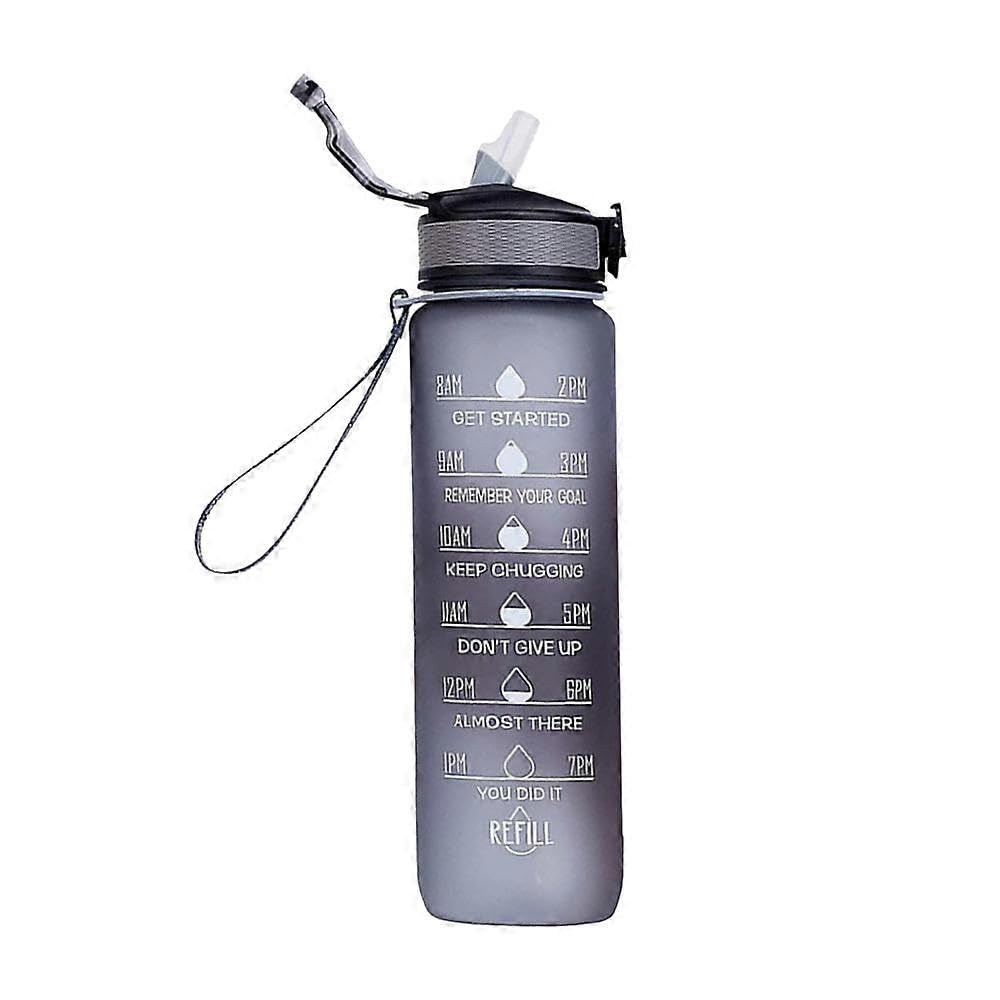 JOYHAPPST Water Bottle with Straw & Time Marker, Portable Reusable Fitness Sports Water Jug