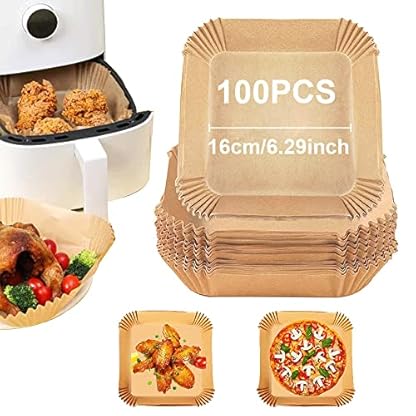 Air Fryer Paper Liner, Air Fryer Liners Einweg, liners backpapier, Backpapier für Heißluftfritteuse, Geeignet für Heißluftfritteusen, Bratpfannen, Backöfen, Mikrowellen
