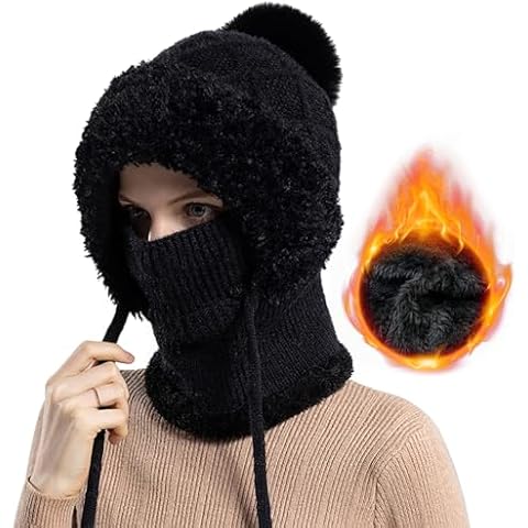 HAIMEIKANG Balaclava Ski Hat Wind-Resistant Hat Cap Scarf for Women and Men - Face Cover for Extreme Cold Weather Gear Black Cover