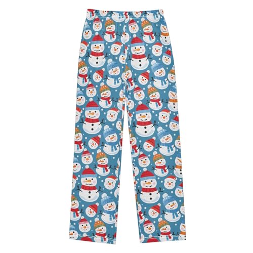 ALAZA Snowman on Blue Christmas Pajama Pants Long Sleep Pant Pajama Bottoms Elastic Waist with Pockets