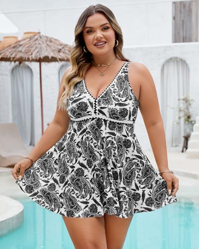 Plus Size Tankini Swimsuits for Women 2 Piece Tummy Control Modest Bathing Suits Bikini Swim Dress with Shorts 20254