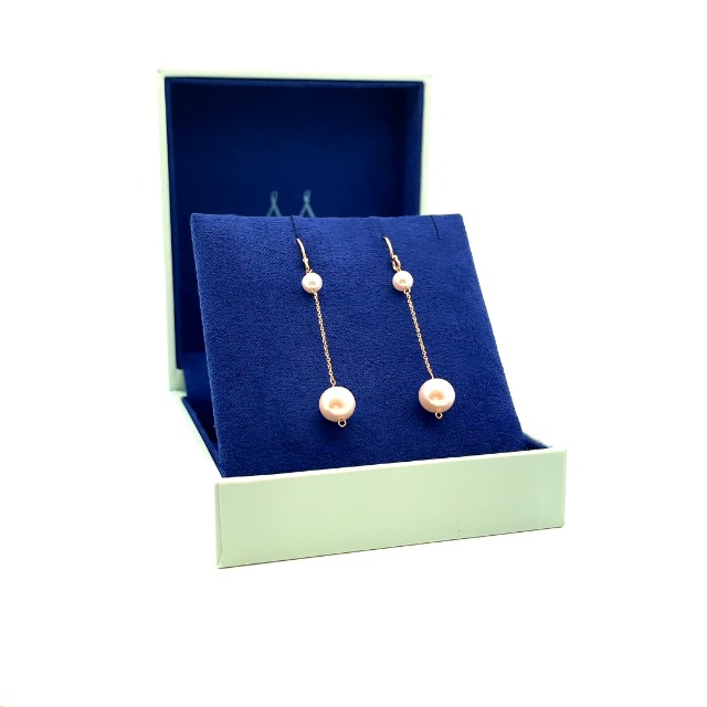 Miore Orecchini Pendenti Con Perla D'acqua Dolce Bianca 7,5 Mm In Oro Giallo 14kt/585 - 3
