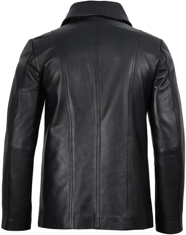 Decrum Lambskin Leather Blazer Men - Real Brown and Black Leather Jacket Men - Image 4