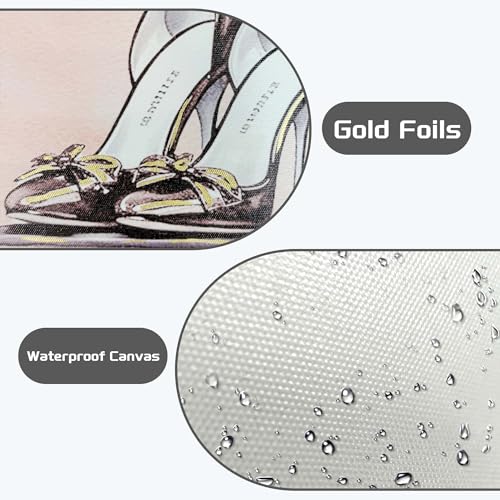 Image of HILL WEST Pink Modern Canvas Wall Art - Glam Fashion Magazine Picture Prints Stacked Book & High Heels Painting Contemporary Artwork for Girl's Room Bedroom