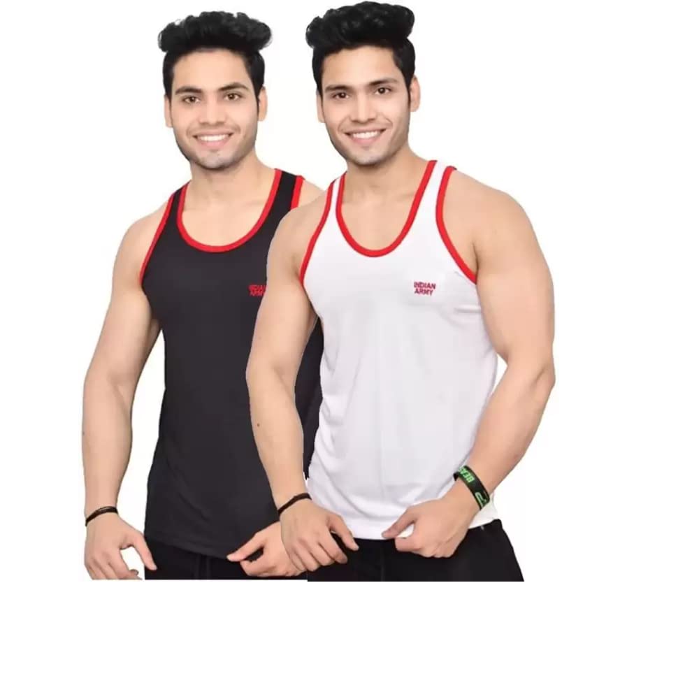 Men's Indian Army Olive Green Printed Sando Vest-image-0