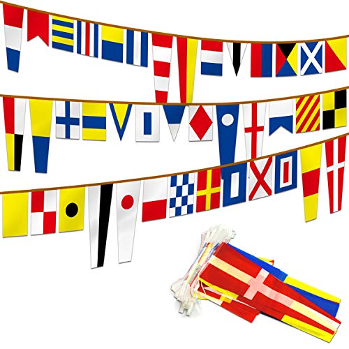 Anley International Maritime Signal Code String Flags Set van 40 vlaggen - 40 voet lange wimpels voor thuis/boot/vaartuig - enkele vlag 5,5'x18' of 5,5'x9'